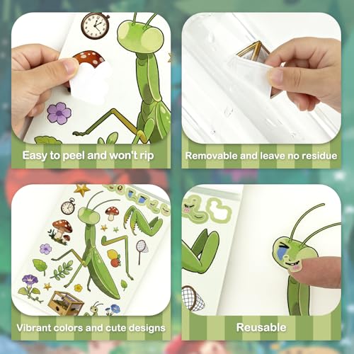 Make Your Own Insect Sticker Book, 10 Bug Stickers Sheets and 1 Scene Card, Spring Crafts for Kids Party Favors and Preschool Activities, Mix and Match for Water Bottles, Gifts, Cards - style: Insect