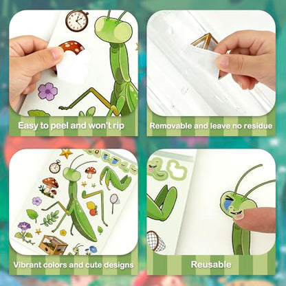 Make Your Own Insect Sticker Book, 10 Bug Stickers Sheets and 1 Scene Card, Spring Crafts for Kids Party Favors and Preschool Activities, Mix and Match for Water Bottles, Gifts, Cards - style: Insect