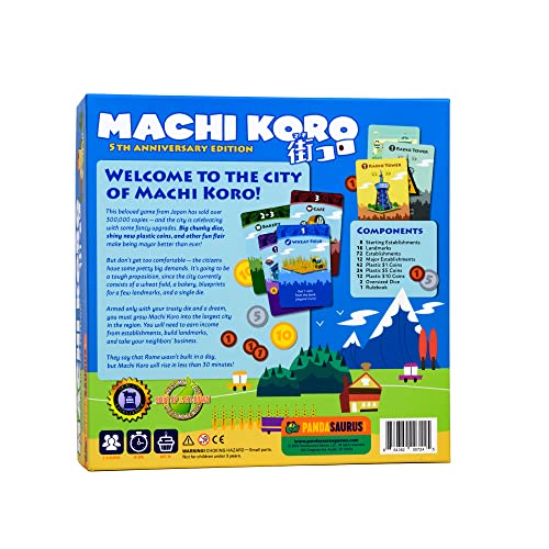 Machi Koro Board Game The Ultimate City-Building Game! Fast-Paced Dice Rolling Strategy Game for Kids and Adults, Ages 8+, 2-4 Players, 30 Minute Playtime, Made by Pandasaurus Games - style: Base