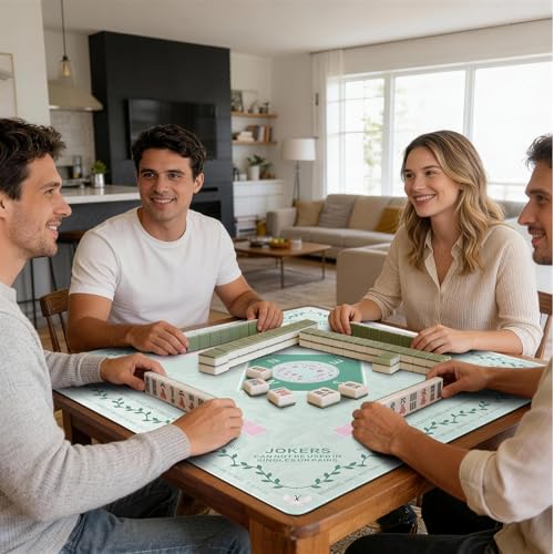 Mahjong Mat 31.5 * 31.5 Inch Non-Slip Noise Reduction, American Mahjong Mat for Table with Bag, Waterproof Surface Mah Jongg Mats for Poker, Card, Dominoes, Board & Tile Games - color: Willow Green