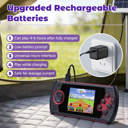 16 Bit Handheld Game for Kids Built-in 230 HD Classic Retro Video Games USB Rechargeable 3.0 Inch Childrens Travel Electronics Toys Portable Gaming Player System Gift for Boys Girls Ages 4-8-12 - style: Red