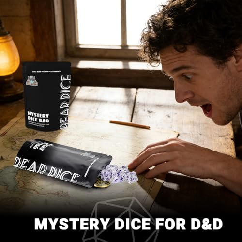 Mystery Dice,7PCS Mystery Dice Set Polyhedral DND Dice Random Style &1 Metal Coin&Dice Bag,Resin Dice for Tabletop Games DND RPG MTG Role Playing Games