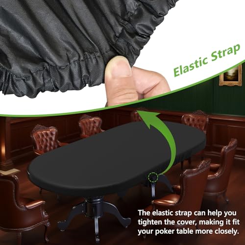 COSHNIBI Oval Poker Table Dust Cover ,420D Waterproof Game Table Cover,72" L x 32" W Black - size: Fits for 72 in 8 Player Poker Table