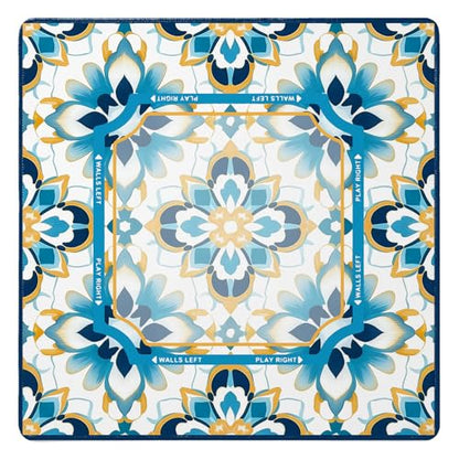 UTELKA Blue Moroccan Mahjong Mat with Rules, Flroal Mahjong Mats Non-Slip Rubber Mahjong Table Cover Noise Reduction Game Pad Mah Jong Mats, Moroccan Accessories Supplies Card Games Gifts 31.5 Inch - color: Blue Flroal