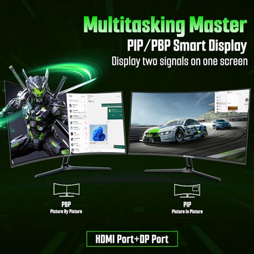 SANSUI 27 Inch 280Hz Curved Gaming Monitor,WQHD 280Hz / HD 400Hz Dual Mode,1500R Curved Computer Monitor, HDR400 135% sRGB 5000:1 Contrast Ratio, PIP/PBP,OD 1ms AI Crosshair,HDMI2.1 * 2, DP1.4,VESA - size: 27