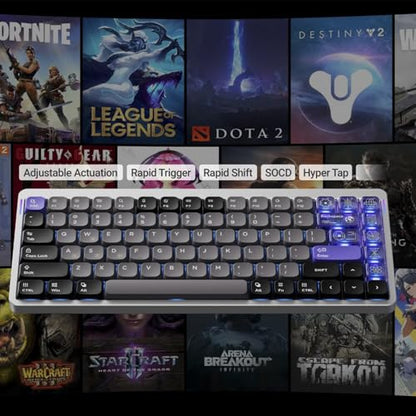 nuphy Air75 HE Rapid Trigger Wired Custom Magnetic Gaming Keyboard,RGB HotSwap, 84 Keys 75% Layout Adjustable Actuation Esports Low-Profile Hall Effect Keyboard (Magnetic Jade Switch) - size: Low-Profile Magnetic Jade Switch