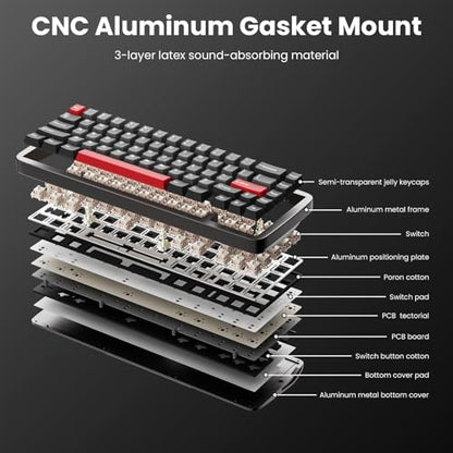 RK ROYAL KLUDGE U65 Aluminum Gaming Keyboard, Wired 60% Mechanical Keyboard with Full CNC Aluminum Body, Gasket Mount, Hot Swappable Pre-Lubed Switches, RGB Backlit, PBT Keycaps, Thocky Creamy Sound