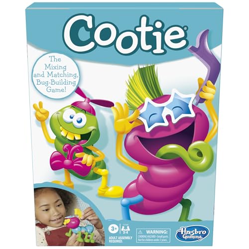 Hasbro Gaming Cootie Mixing and Matching Bug-Building Game | 2-4 Players | Easy Preschool Board Games | Easter Basket Gifts for Boys and Girls| Ages 3+