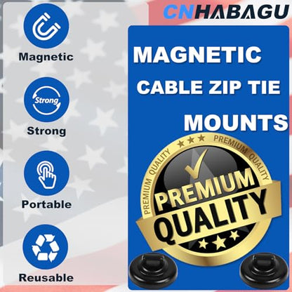 Magnetic Zip Tie Mounts Magnet Cable Tie Mount Clips Base Automotive Wire Cable Management Wire Clips Management for Car Boat Trailer Marine Office Electrical Wiring (Black 6 Pcs) - size: 6 Pcs