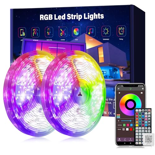 Ledagic Led Lights for Bedroom 130ft (2 Rolls * 65ft) Music Sync Color Changing Led Strip Lights with 60 Key Remote and App Control RGB Led Light Strip for Home Party Room Decoration - size: 130ft