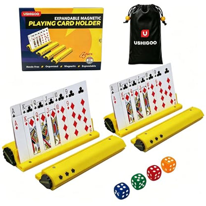 4Pcs Card Holder for Playing Cards with Magnetic Storage,Card Stand for Arthritis, Seniors, Kids & Adults | Fits UNO, Poker, Canasta, TCG, Bridge & More | Fun Family Game Night Gift