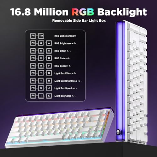 Mad Nano68 Rapid Trigger Custom Mechanical Keyboard with Hall Effect Magnetic Switch,8K Hz Polling Rate,Side-Printed PBT Keycaps, RGB Backlit 60% QMK Wired Keyboard for Mac/Win - color: White