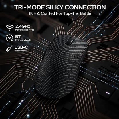Redragon M916 Plus Carbon Fiber Tri-Mode Gaming Mouse, 49G Ultra-Light 45K DPI Mouse w/Ergonomic Natural Grip Build, Full Programmable Buttons, Software Supports DIY Keybinds & DPI - color: Carbon Fiber, style: 1K Hz