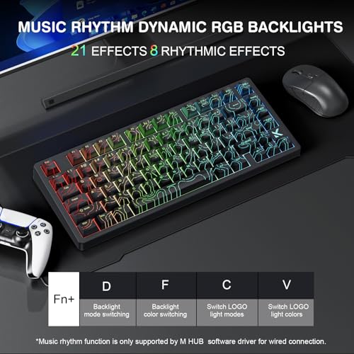 x MCHOSE Jet75 Magnetic Keyboard, 75% Wired Hall Effect Gaming Keyboard (Topograhic Black, God Switch) - color: Topograhic Black, size: God Switch