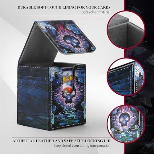 Card Deck Box for MTG Card Storage Box Holds 100 Plus Single Sleeved Cards with Trading Cards Games TCG Yugioh etc. (Purple) - color: Purple
