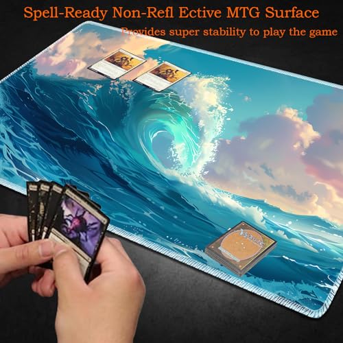 for MTG Playmat Non-Slip Rubber Play Mat with Storage Bag Combination, Ideal for Card Game Lovers TCG Play Mat, Sea Roll - color: Sea Roll