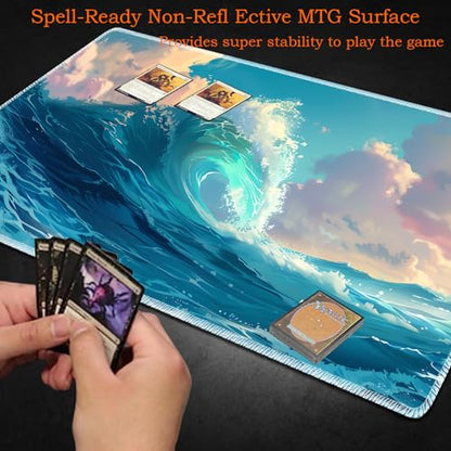 for MTG Playmat Non-Slip Rubber Play Mat with Storage Bag Combination, Ideal for Card Game Lovers TCG Play Mat, Sea Roll - color: Sea Roll