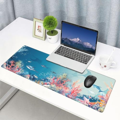 Underwater World Mouse Pad XL Large Mousepad Non Slip Rubber Base Desk Mat for Laptop Computer Gaming 31.5" X 12" - color: Underwater World