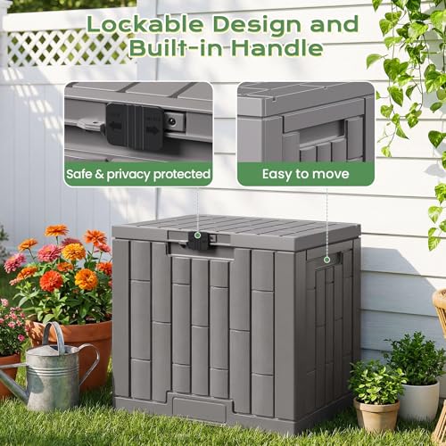 Jocoevol Deck Box 30 Gal, UV Resistant & Waterproof Outdoor Storage Box with Lock, Easy Assemble Storage Bins Container for Pool Patio Garden - size: 30Gal