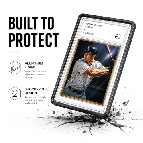 PSA Slab Protector 4 Pack, Tempered Glass Magnetic Display Case Compatible with PSA 35PT Slabs, UV Resistant Aluminum Graded Card Holder, Shockproof Slab Guard with Gift Box