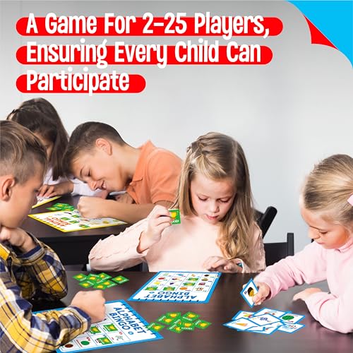 Family Bingo Game, Alphabet, Animal, Sight Word & Number Bingo Board Game, Counting and Matching Skills Classic Educational Game for Kindergarten and Preschool Kids, Perfect for Home and Classroom - style: Alphabet, Animal, Sight Word & Number