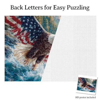 1000 Piece Puzzle for Adult, Flag Bald Eagle Square Jigsaw Puzzle-26.6 in | Jigsaw Puzzle 1000 Pieces, Impossible Challenging Fun Puzzle for Adult, Unique Difficulty Jigsaw Puzzle for Birthday Gift - color: Flag Bald Eagle 2