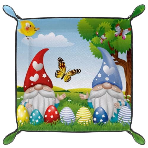Easter Gnomes Eggs Butterfly Dice Tray PU Leather Dice Rolling Tray Folding Dice Holder for Dice Games, Like RPG, DND and Other Table Games - color: Multi 9