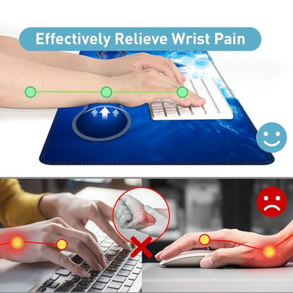 Large Mouse Pad and Keyboard Wrist Rest, Desk Pad for Keyboard and Mouse, 4-in-1 Large Gaming Mouse Pad with Wrist Support, Desk Mat for Home Office Study Game,Dolphin in Ocean - color: Dolphin in Ocean