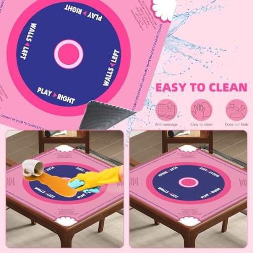 ARELUX Mahjong Mat with Carrying Bag - 32"x32" Non-Slip Noise Reducing Table with 4 Mahjong Rules Cards 2025 Cover for American Mahjong, Poker, Card & Board Games, Premium Gaming Mat