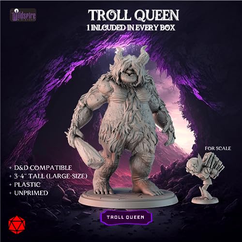 Wildspire Troll King and Queen for D&D Miniatures - Paintable Troll Figures for Dungeons & Dragons Fantasy Tabletop RPG