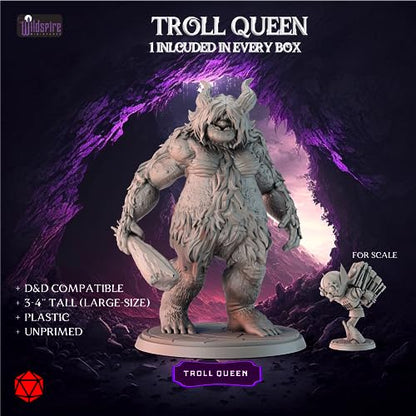 Wildspire Troll King and Queen for D&D Miniatures - Paintable Troll Figures for Dungeons & Dragons Fantasy Tabletop RPG