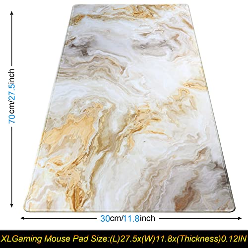 Large Gaming Mouse Pad with Stitched Edges,[27.5x11.8In] Extended Mouse Pad with Non-Slip Natural Rubber Base for Gamer/Desktop/Office/Home (70x30 Marble) - color: 70x30 Marble