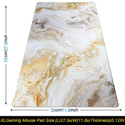 Large Gaming Mouse Pad with Stitched Edges,[27.5x11.8In] Extended Mouse Pad with Non-Slip Natural Rubber Base for Gamer/Desktop/Office/Home (70x30 Marble) - color: 70x30 Marble