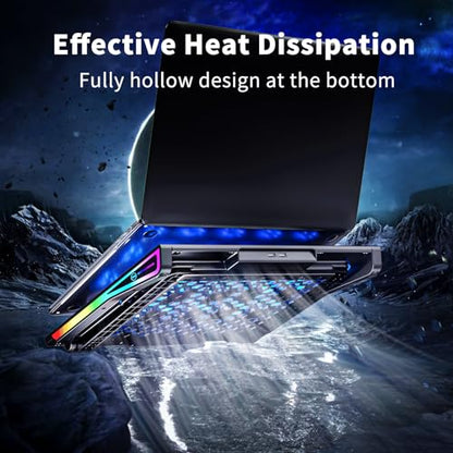 AICHESON Gaming Laptop Cooling Pad with 15 Cooler Fans, RGB Ultimate Computer Stand Base with Silent Fans for 15-18 Inch Laptops, Blue LED Lights - color: RGB