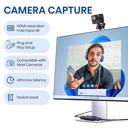 Cam Link 4K USB Capture Card – HDMI to USB 3.0, Plug-and-Play for Microscopes, DSLR, Electronics Repair & Precision Work, Live Streaming & OBS/Zoom, Windows/Mac