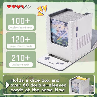 Venssu Retro Gaming Console Appearance Deck Box for MTG Commander (Orange) | Holds 120 Single/100 Double-Sleeved Cards, Fit MTG/PTCG/OPTCG Cards, Strong Magnet, PU Leather, With 2 Dividers - color: Orange