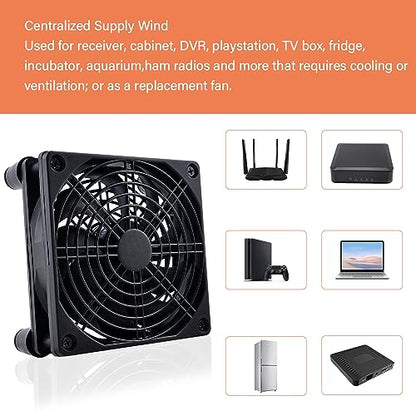 Quiet 120mm Router Fan Cooler with L/M/H 3-Degree Speed Controller, DC 5V USB Powered Cooling Case Fan for Router Modem Receiver DVR PlayStation TV Box - size: 1Pcs 120mm
