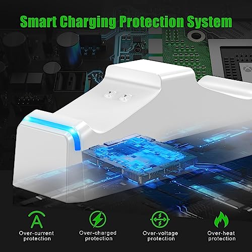 KEKUCULL Dual Dock Charging Station Compatible with Xbox Series X/S, Xbox One/One X/One S Controllers, Efficient Xbox Controller Charger with 2 * 1100mah Rechargeable Controller Battery Packs(White) - color: White