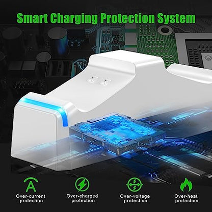 KEKUCULL Dual Dock Charging Station Compatible with Xbox Series X/S, Xbox One/One X/One S Controllers, Efficient Xbox Controller Charger with 2 * 1100mah Rechargeable Controller Battery Packs(White) - color: White