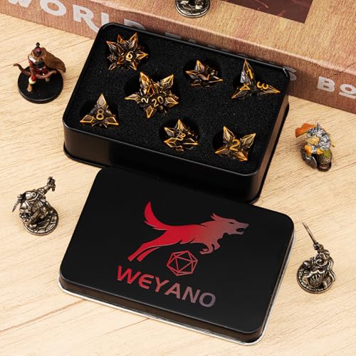 DND Dice Set Metal,Polyhedral D&D Metallic Heterotypic D and D Dice with Cracks for Dungeons and Dragons RPG TTRPG 7-Die Set with Gift (Heterotypic, Heterotypic-Ancient Gold) - color: Heterotypic-ancient Gold, style: Heterotypic