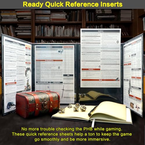 Haxtec DND DM Screen, Master Screen with Inserts Compatible with Dungeons and Dragons Board Game Masters, TTRPG Accessories DND Gifts for DM Dungeons Masters, DND Starter Set - color: Black Brown