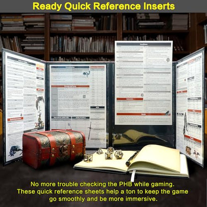 Haxtec DND DM Screen, Master Screen with Inserts Compatible with Dungeons and Dragons Board Game Masters, TTRPG Accessories DND Gifts for DM Dungeons Masters, DND Starter Set - color: Black Brown