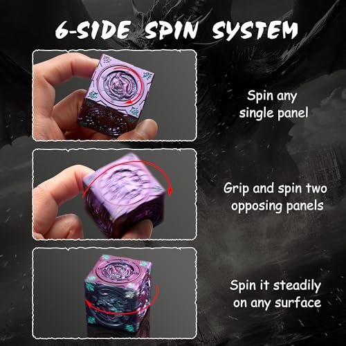 DNDND Purple-to-Blue Chameleon Multi-Functional Spinner DND Dice – Premium Color-Shifting D&D Monster Themed Cube Spinner Dice Cube for TTRPG, Dungeon Masters & RPG Collector's Gift with Gift Tin - color: Chameleon