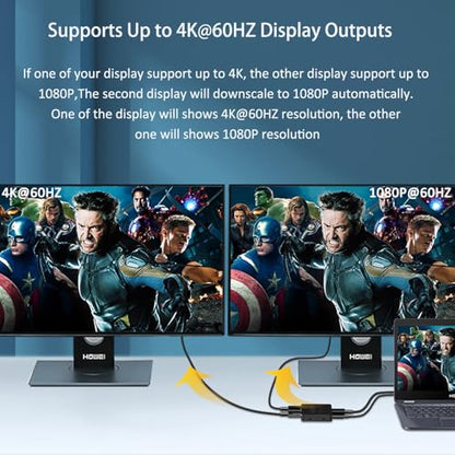 AKWOR HDMI Splitter 1 in 2 Out for Dual Monitors with a 5ft HDMI Cable 4K UHD Display for 2 Monitors- Copy 1 Source to 2 Displays at The Same Time - style: Splitter + Cable
