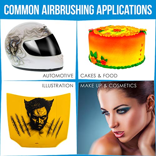 Master Airbrush G233 Performance Pro Airbrush Kit with 3 Nozzle Sets (0.2, 0.3 & 0.5mm Needles, Fluid Tips & Air Caps) Hose, Dual Action Gravity - Air Brush Gun for Painting, Aerografo Body Art & Cake - size: Hose Included