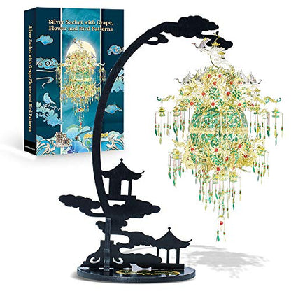 Piececool 3D Metal Puzzles for Adults, Silver Sachet with Grape DIY 3D Model Building Kits, Great Halloween, 592 Pcs