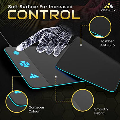 XXL RGB Gaming Mouse Pad with Wireless Charger, 11 Colors LED Mouse Mat with 15W Fast Charging, Non Slip Extended Big Mousepad, Black Mouse pad for Laptop, PC, Office Best