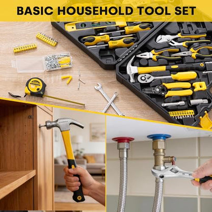 Enventor Tool Set with 1/4 in and 3/8 in Metric Sockets, 231 Pieces | 8-15 MM Wrenches, Quick-release Ratchet for Home Repairs, DIY projects, and Auto Maintenance