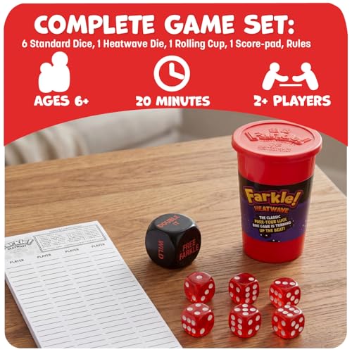 Farkle Heatwave Classic Dice Game for Kids and Families Ages 6+ Travel Size Group Party Games for 2+ Players - Gift for Teens and Adults by Continuum