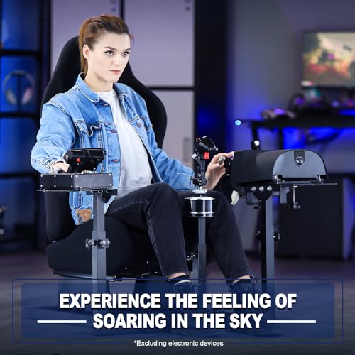 Marada Racing Flight Simulator Cockpit with Black Seat Compatible for Thrustmaster A10C Hotas Warthog Adjustable Throttle,Joystick,Keyboard NOT Included